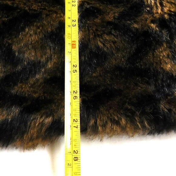 Size M  Faux Fur  Black Brown Chevon Hip Length Coat Size S Tribal Women's - Picture 7 of 8
